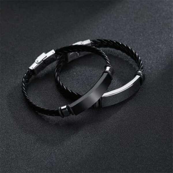 Tenebris – Midnight Weave Schwarz-Silbernes Geflochtenes Armband